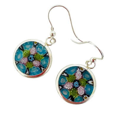 Millefiori silver earrings