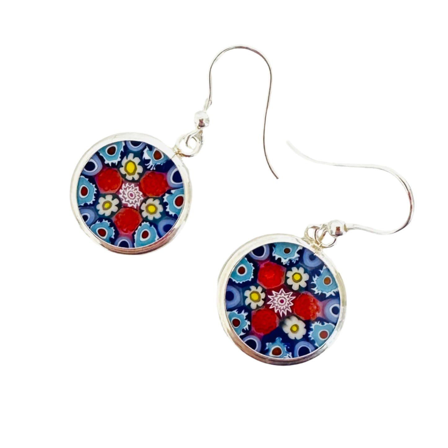 Millefiori silver earrings