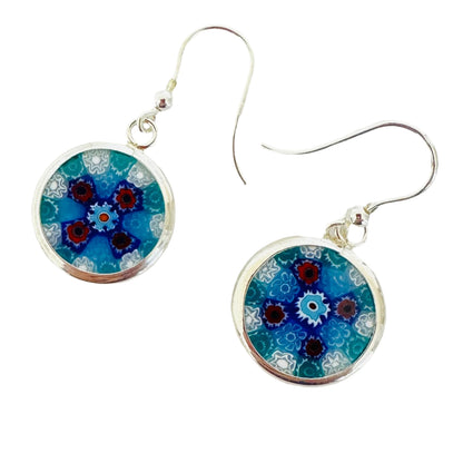 Millefiori silver earrings
