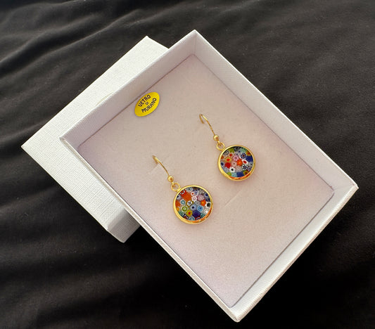 Millefiori silver earrings