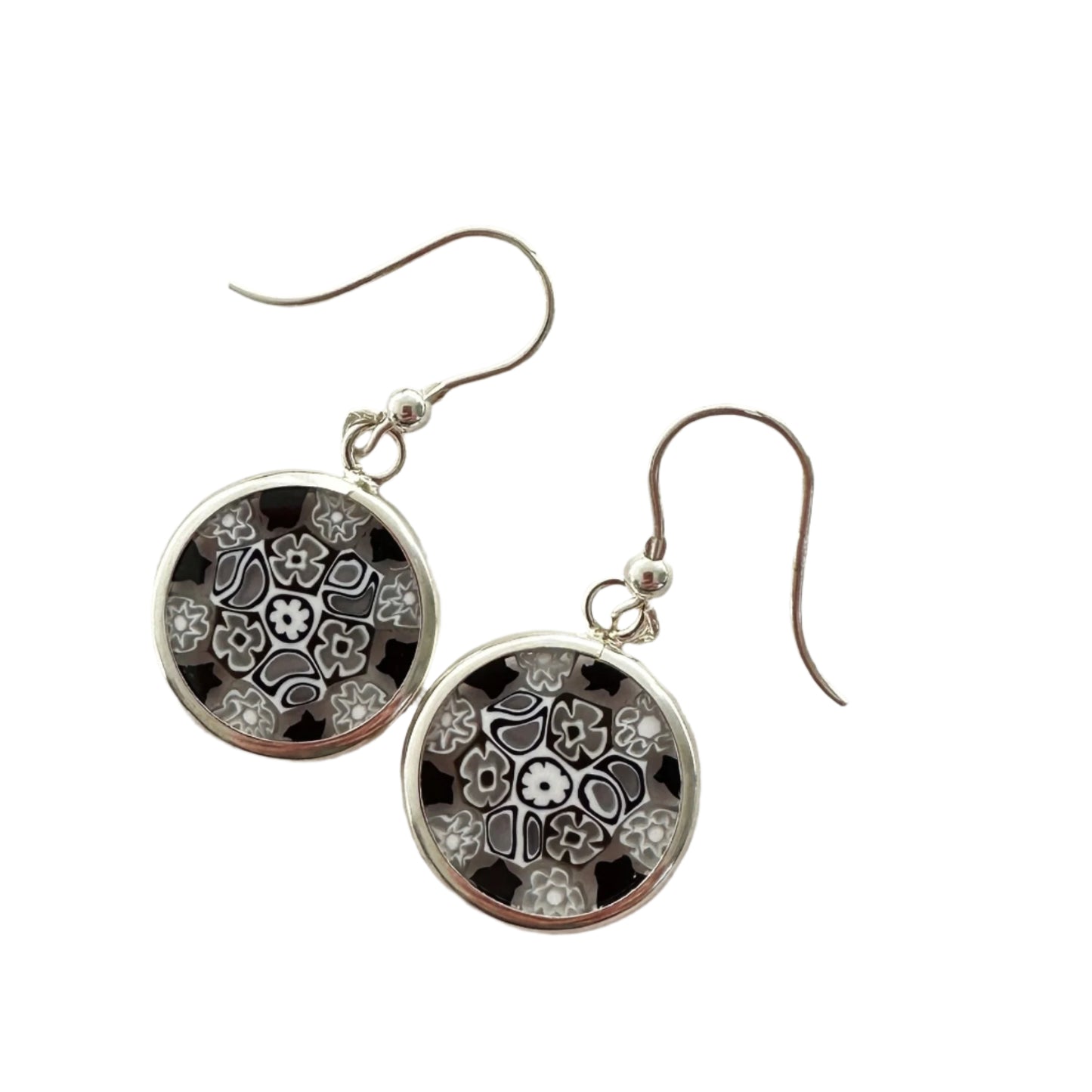 Millefiori silver earrings