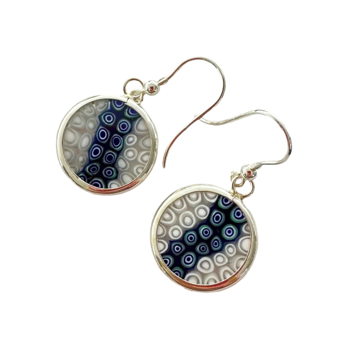 Millefiori silver earrings