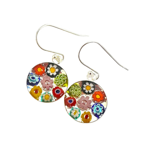 Millefiori Murano mosaic resin earrings