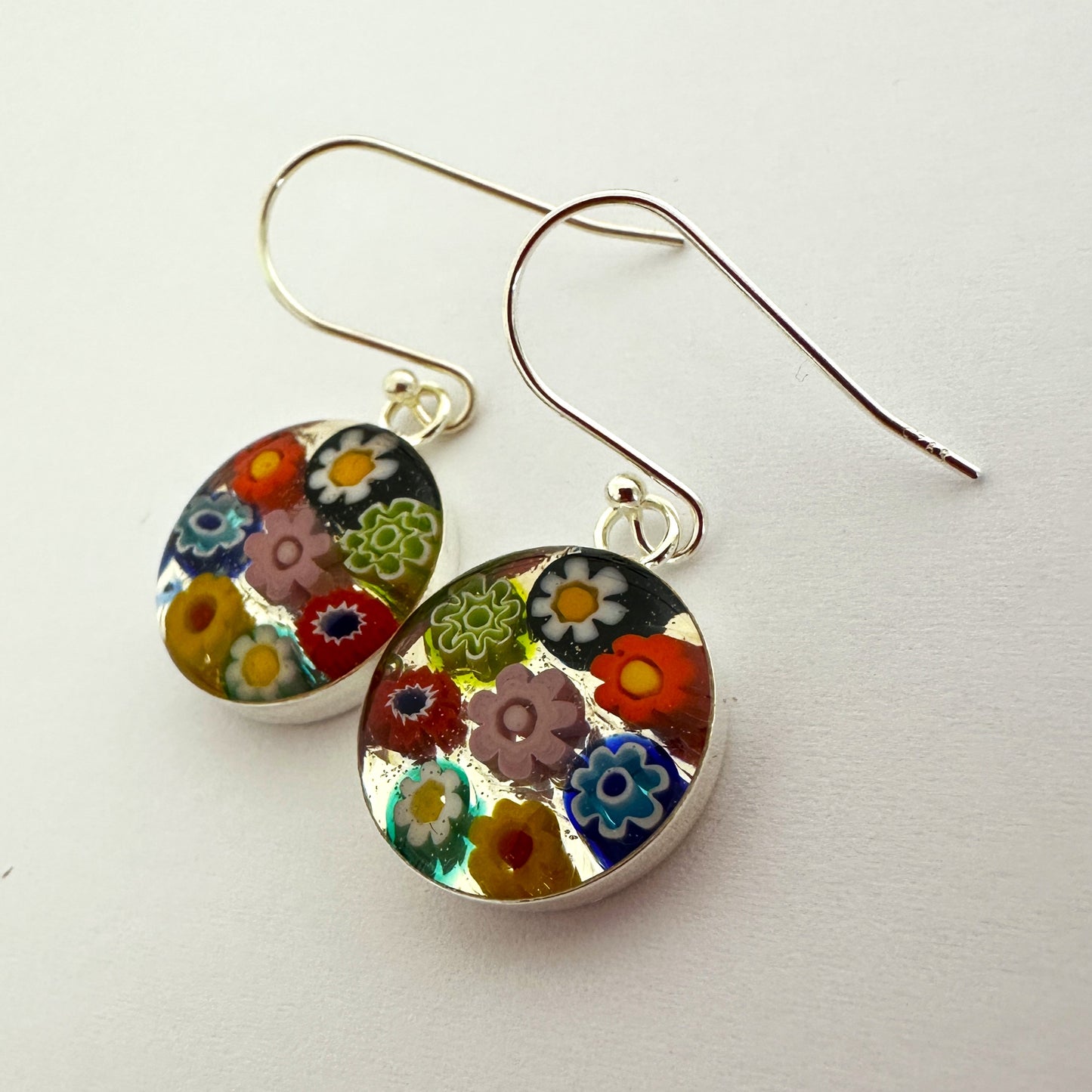 Millefiori Murano mosaic resin earrings