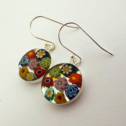 Millefiori Murano mosaic resin earrings