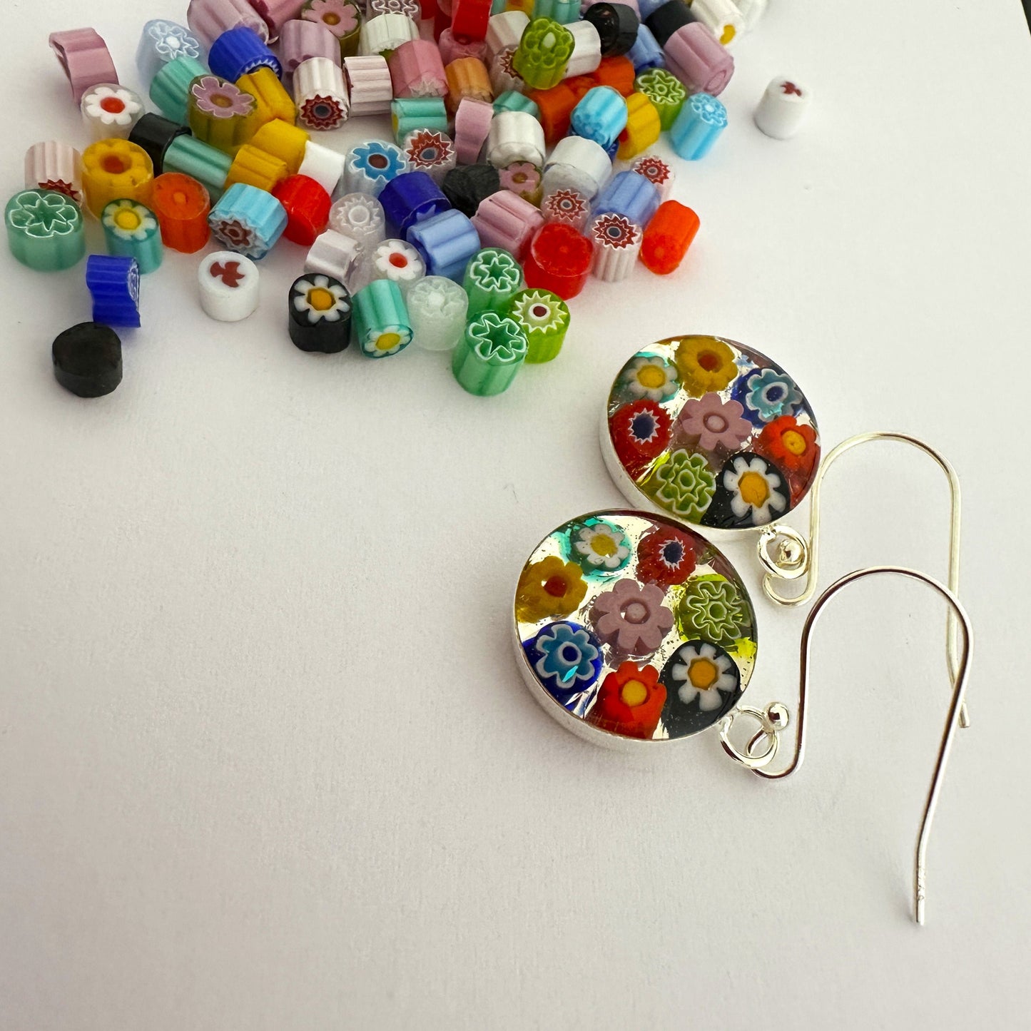 Millefiori Murano mosaic resin earrings