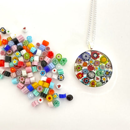 Millefiori Murano mosaic resin pendant