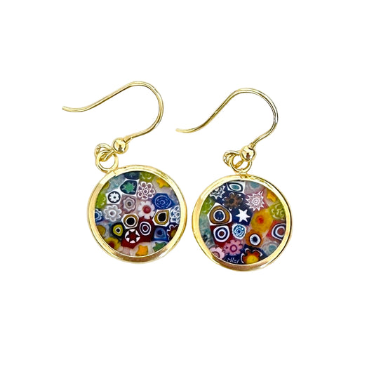 Millefiori gold earrings