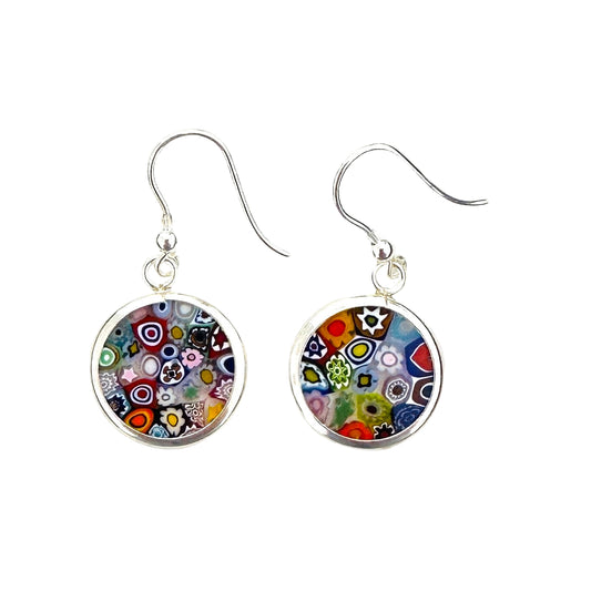 Millefiori silver earrings