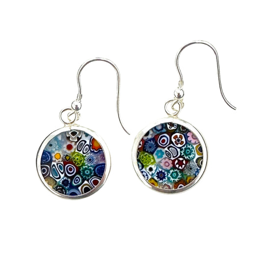 Millefiori silver earrings