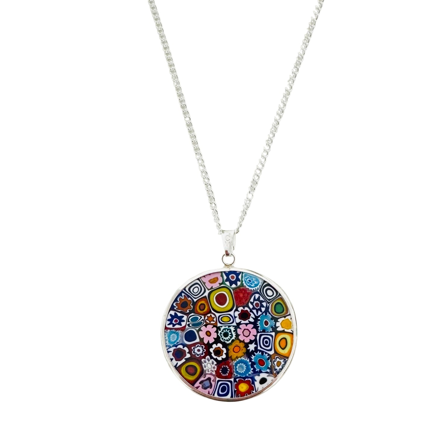 Large millefiori silver pendant
