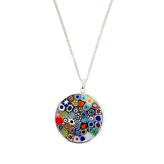 Large millefiori silver pendant