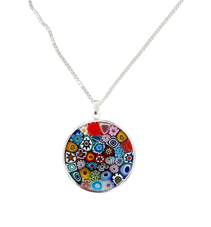Large millefiori silver pendant