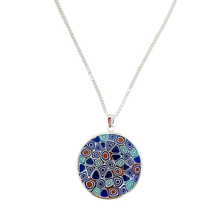 Large millefiori silver pendant