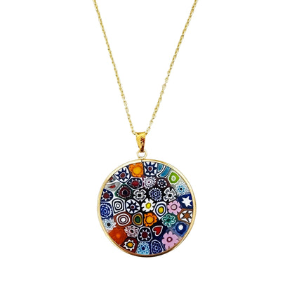 Large millefiori gold pendant