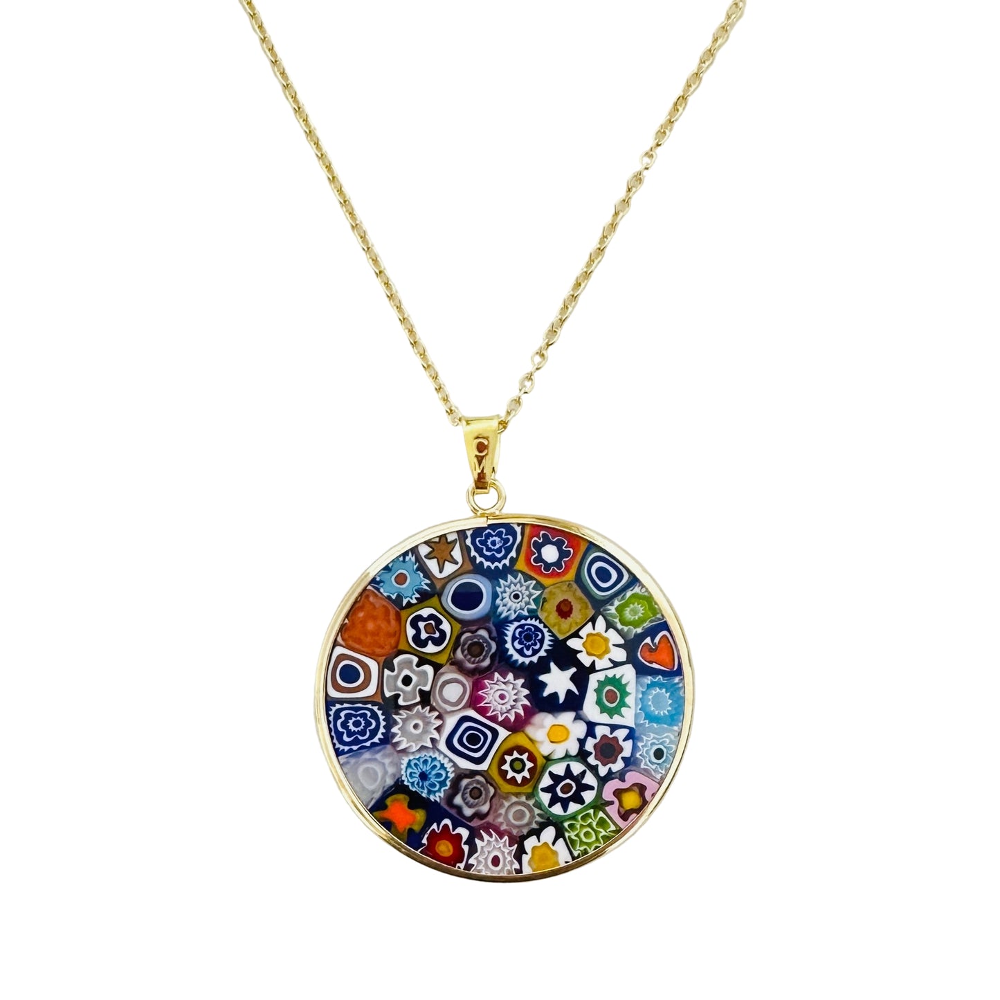 Large millefiori gold pendant