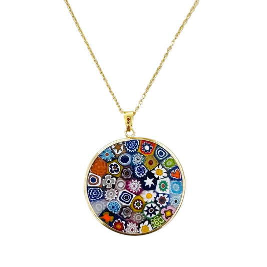 Large millefiori gold pendant