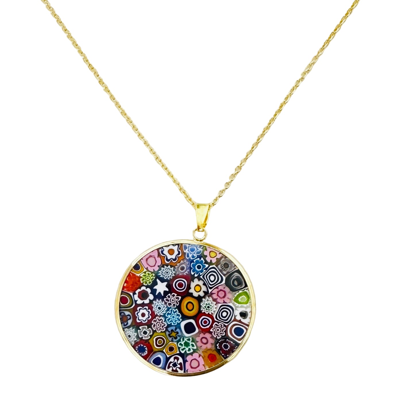 Large millefiori gold pendant