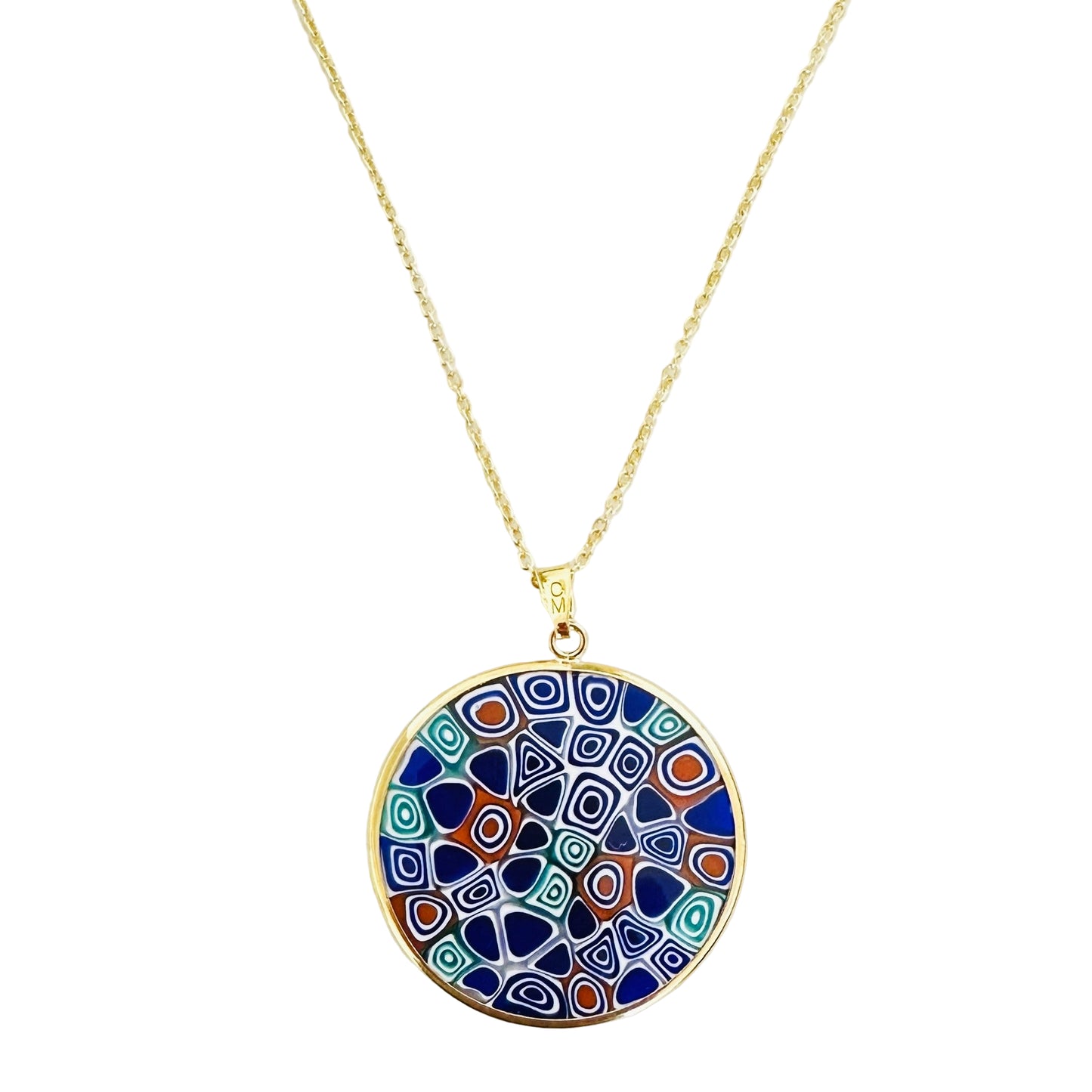 Large millefiori gold pendant