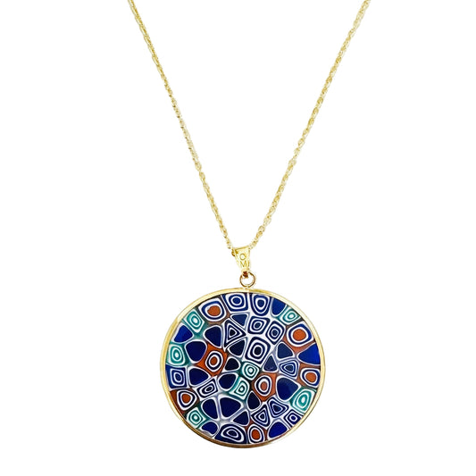 Large millefiori gold pendant
