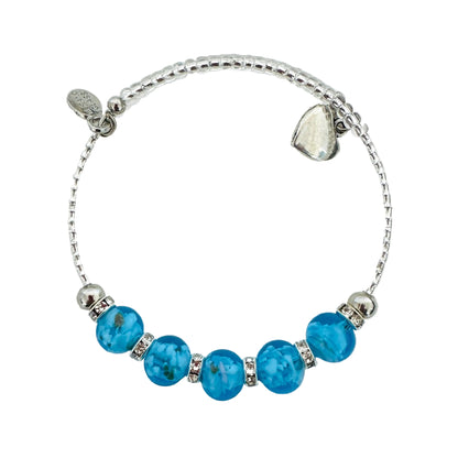 Silver seed bead wire bracelet