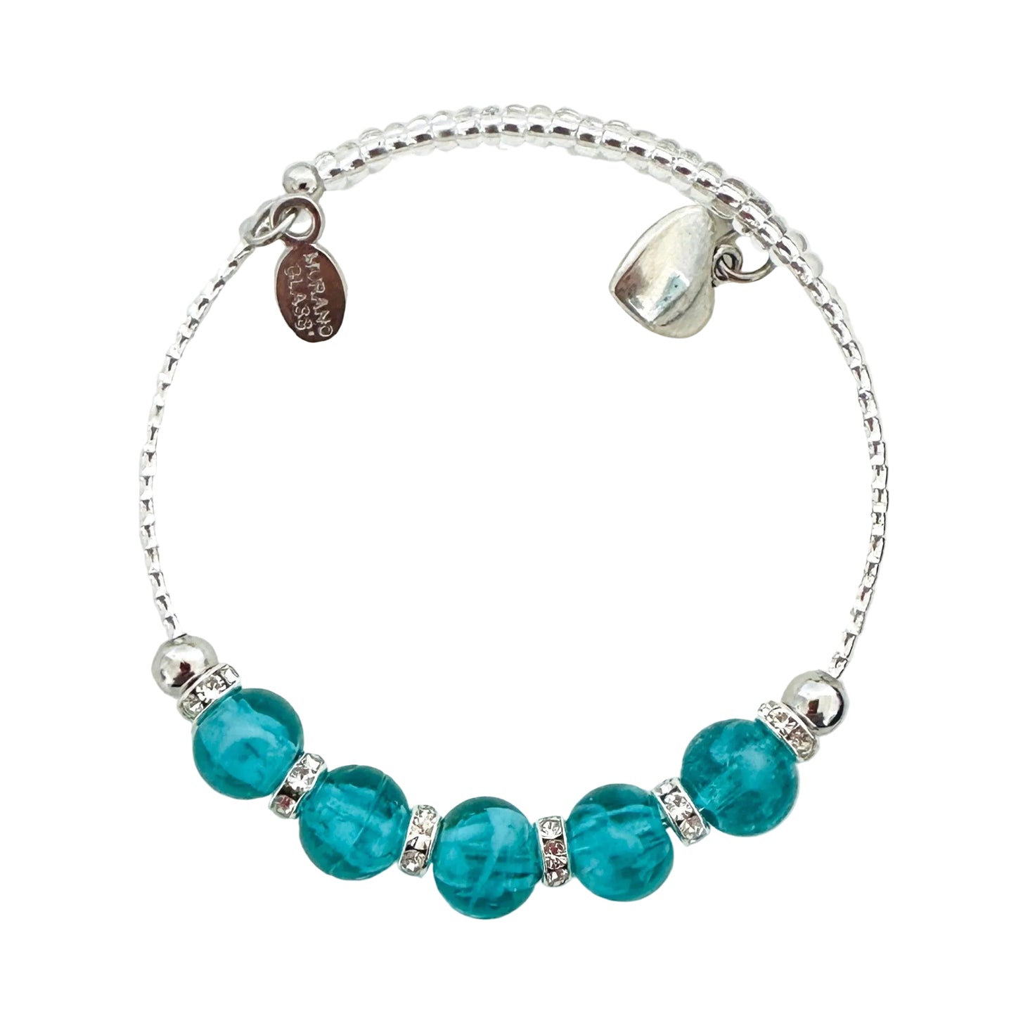 Silver seed bead wire bracelet