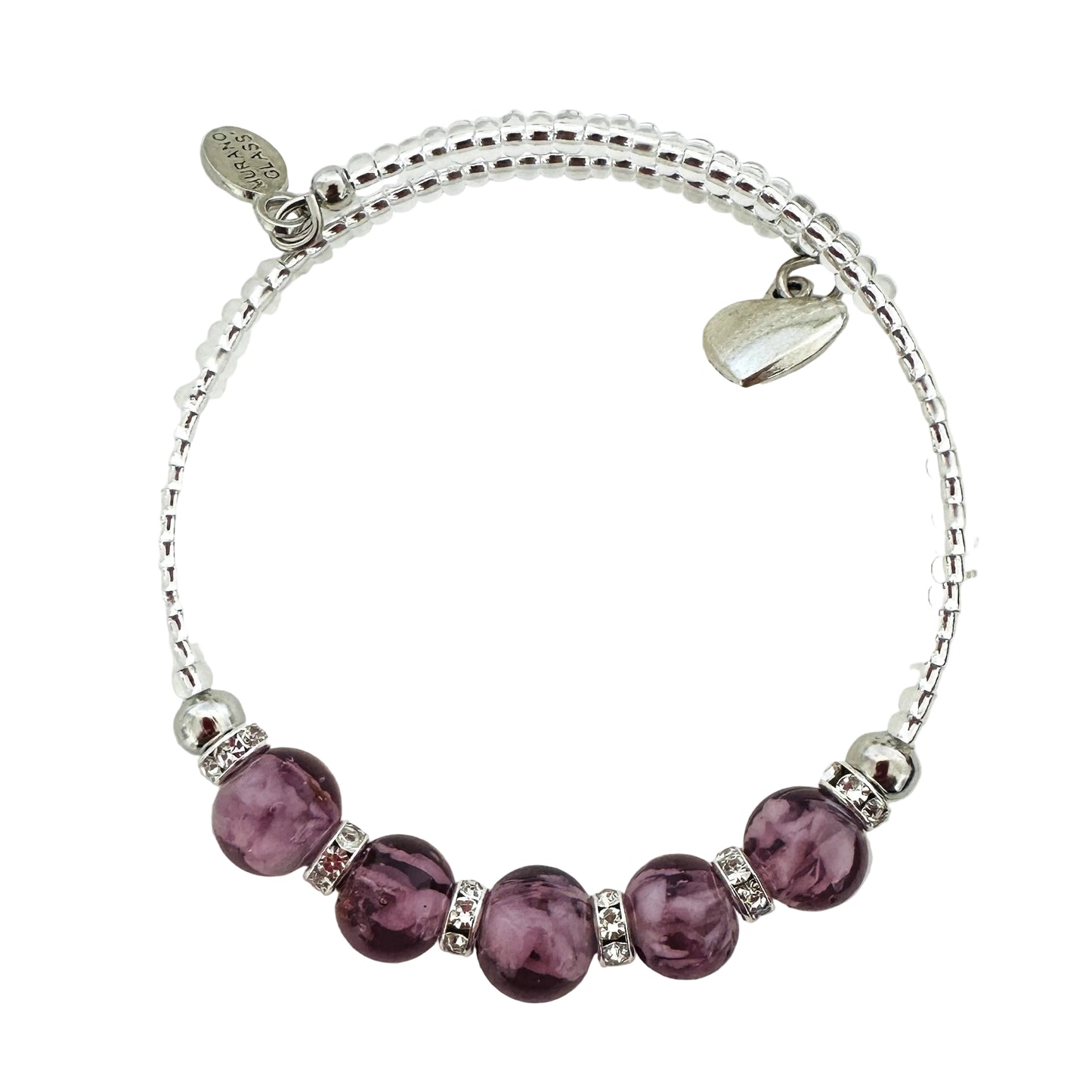 Silver seed bead wire bracelet