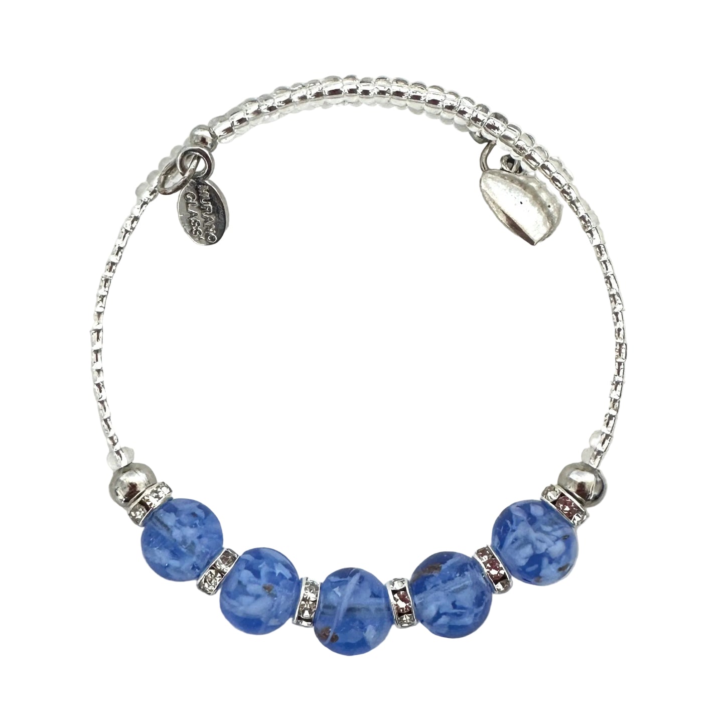 Silver seed bead wire bracelet