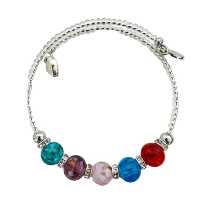 Silver seed bead wire bracelet