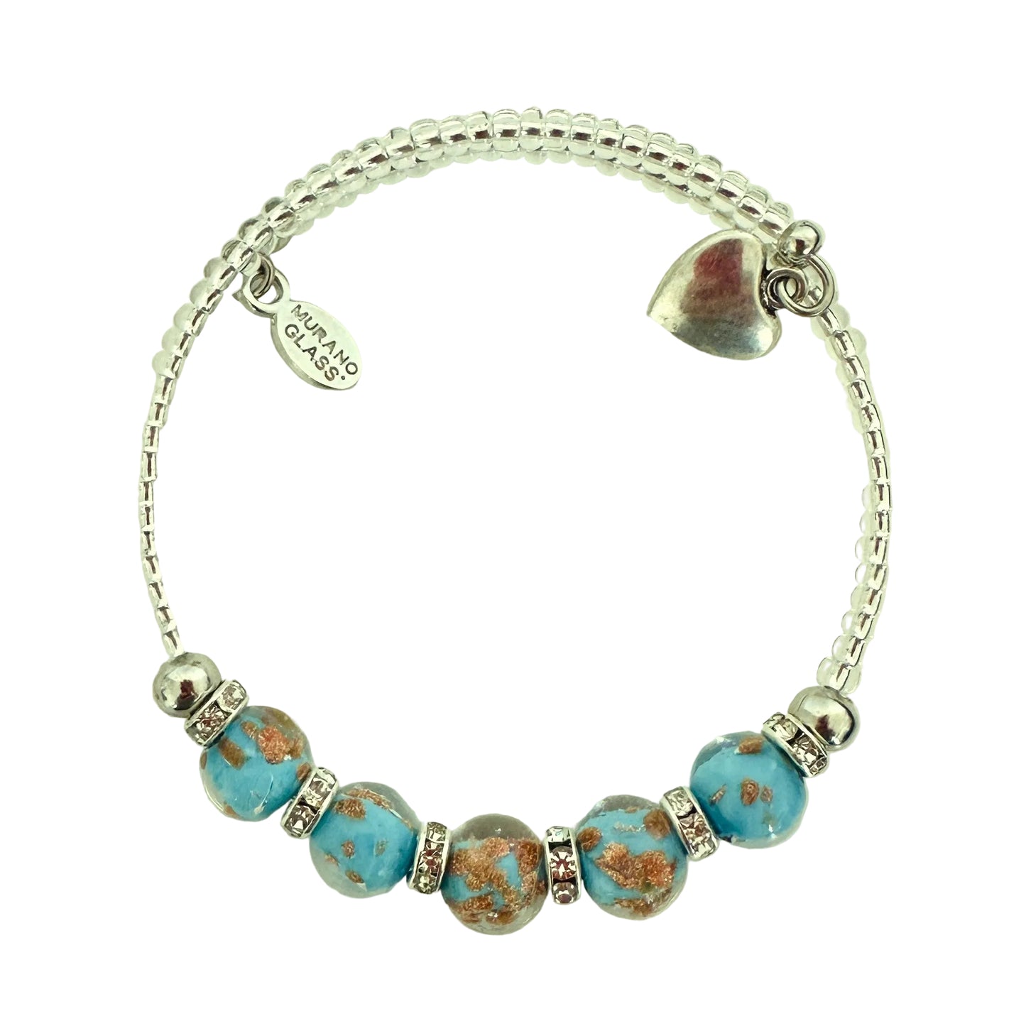 Silver seed bead wire bracelet