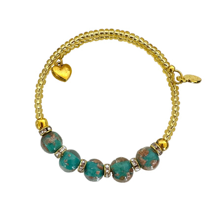 Gold seed bead wire bracelet