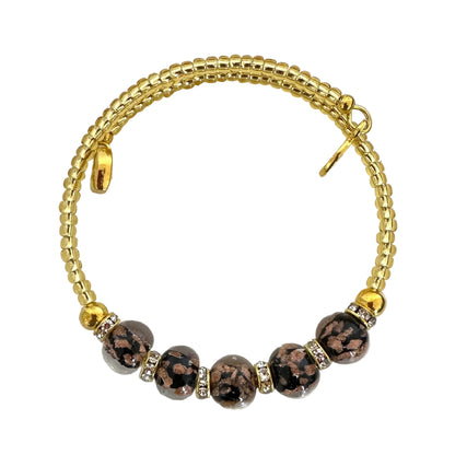 Gold seed bead wire bracelet