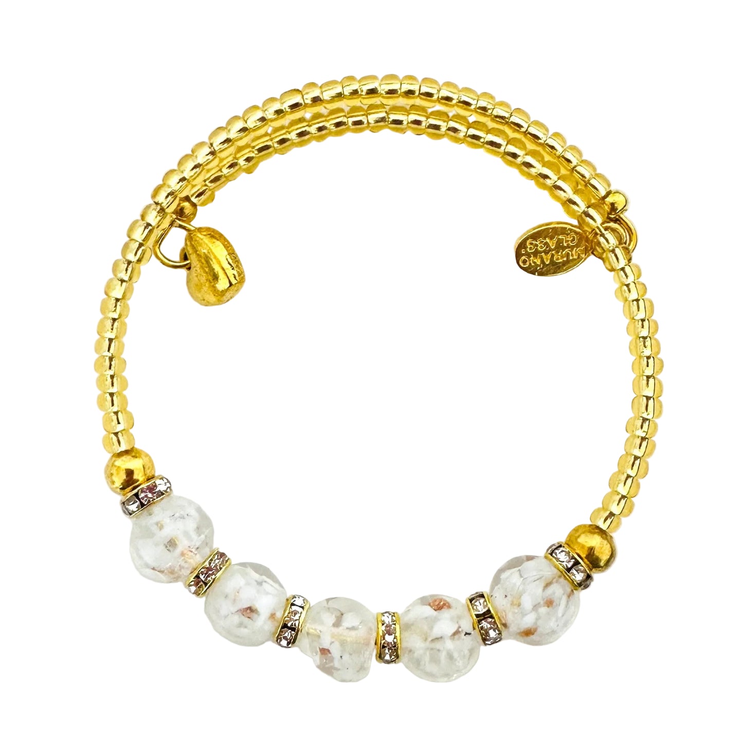 Gold seed bead wire bracelet