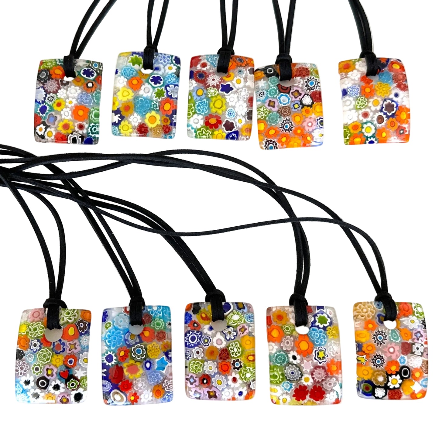 Millefiori rectangle pendant