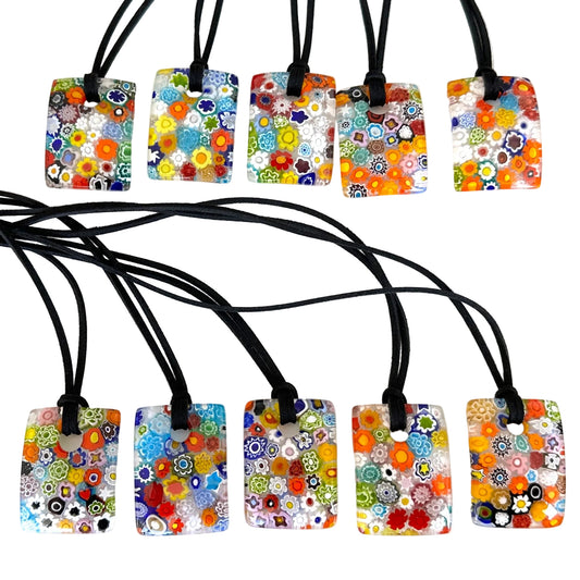 Millefiori rectangle pendant