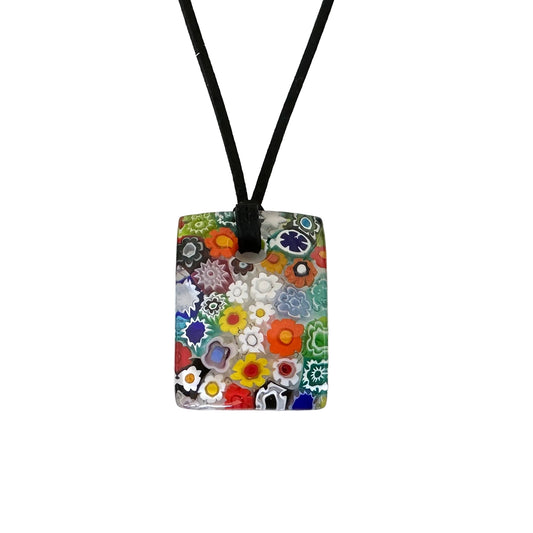 Millefiori rectangle pendant