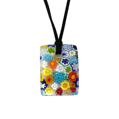 Millefiori rectangle pendant