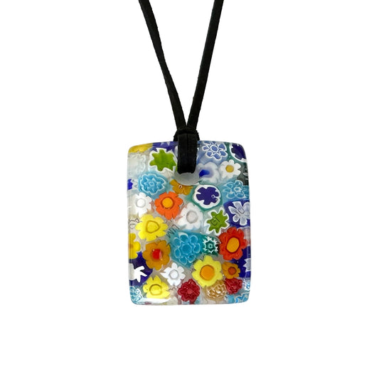 Millefiori rectangle pendant