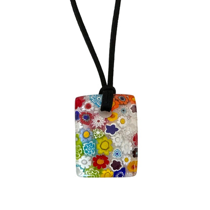 Millefiori rectangle pendant