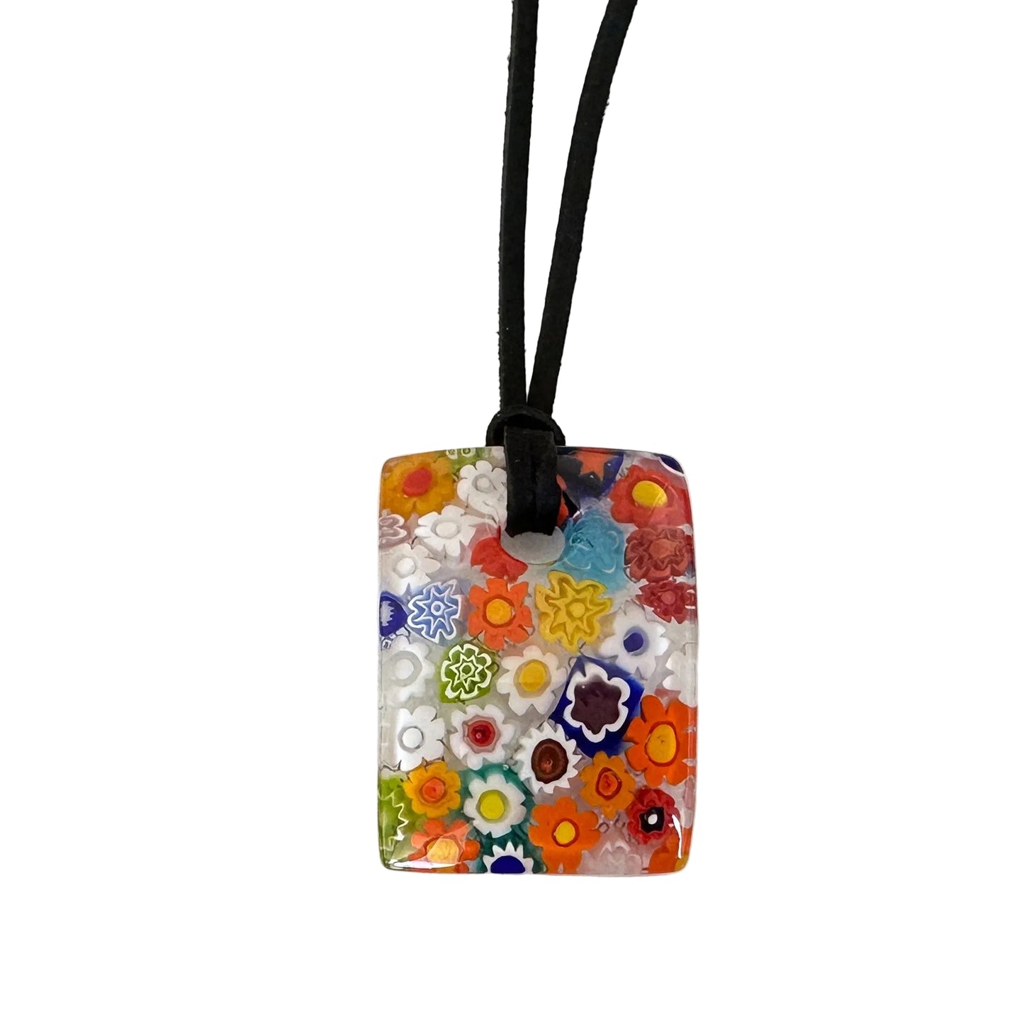 Millefiori rectangle pendant