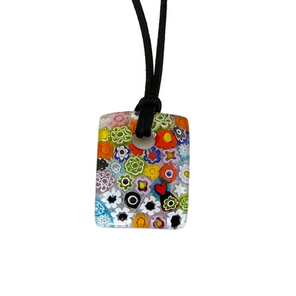 Millefiori rectangle pendant