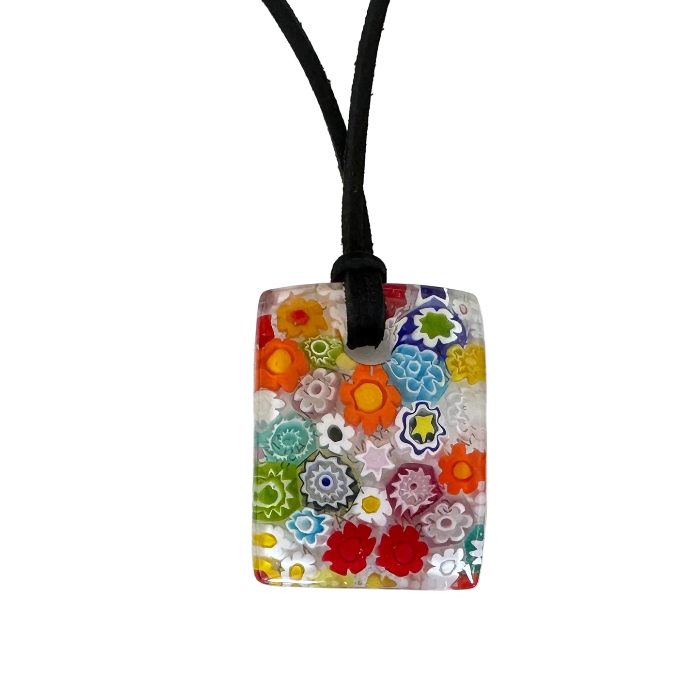 Millefiori rectangle pendant
