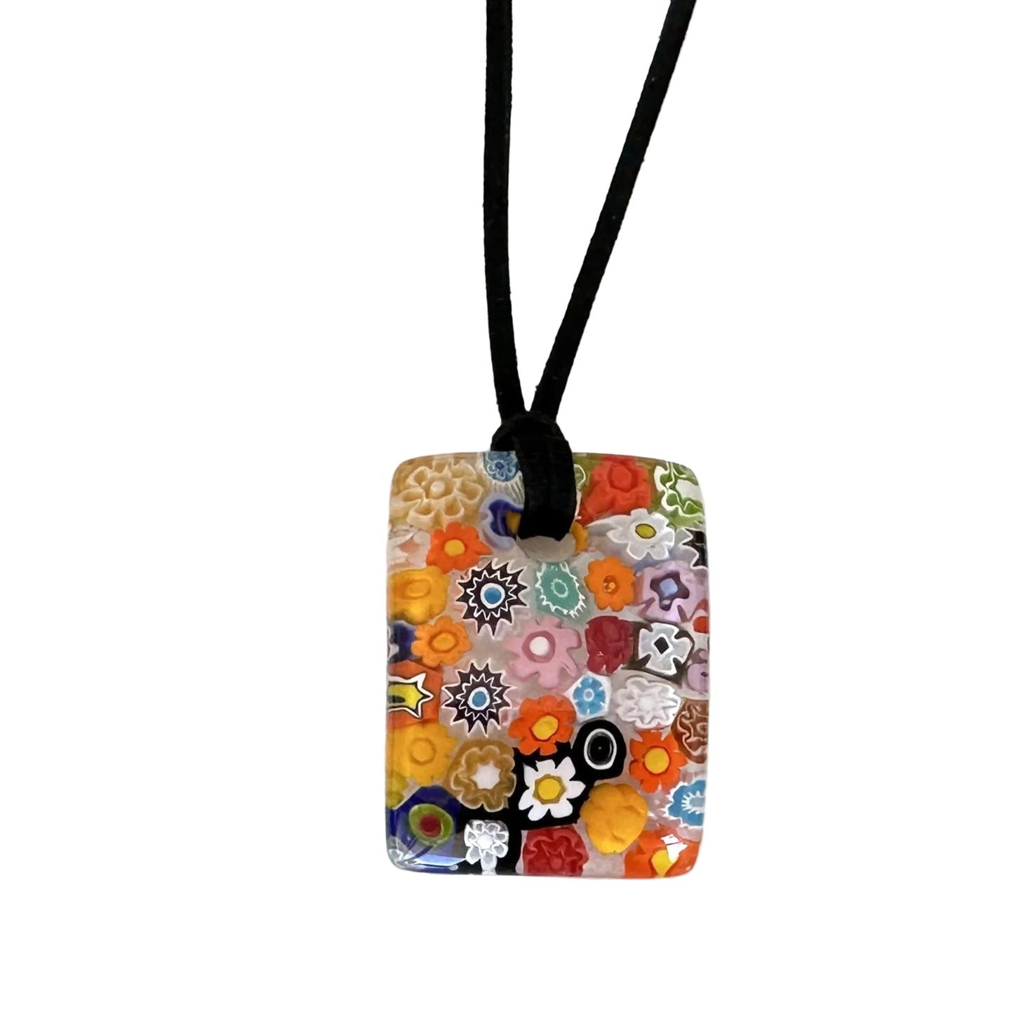 Millefiori rectangle pendant