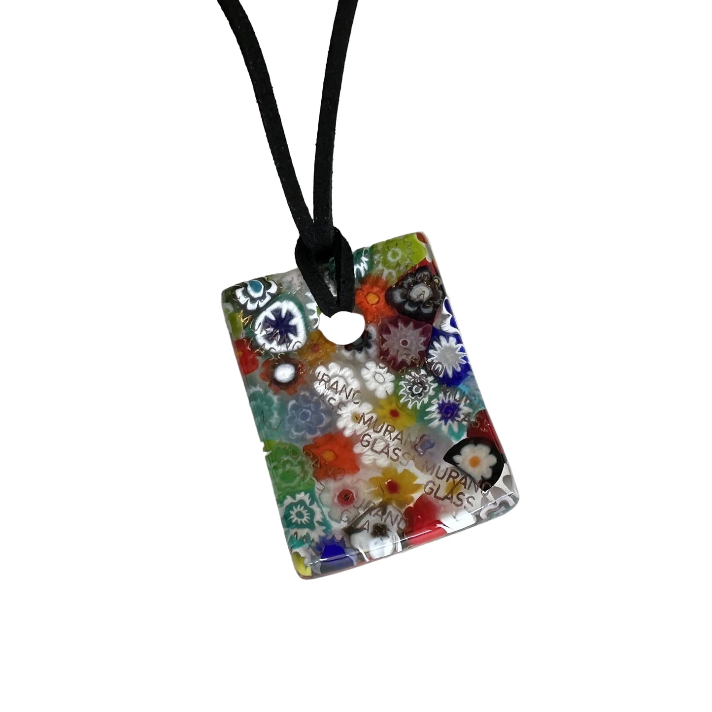 Millefiori rectangle pendant