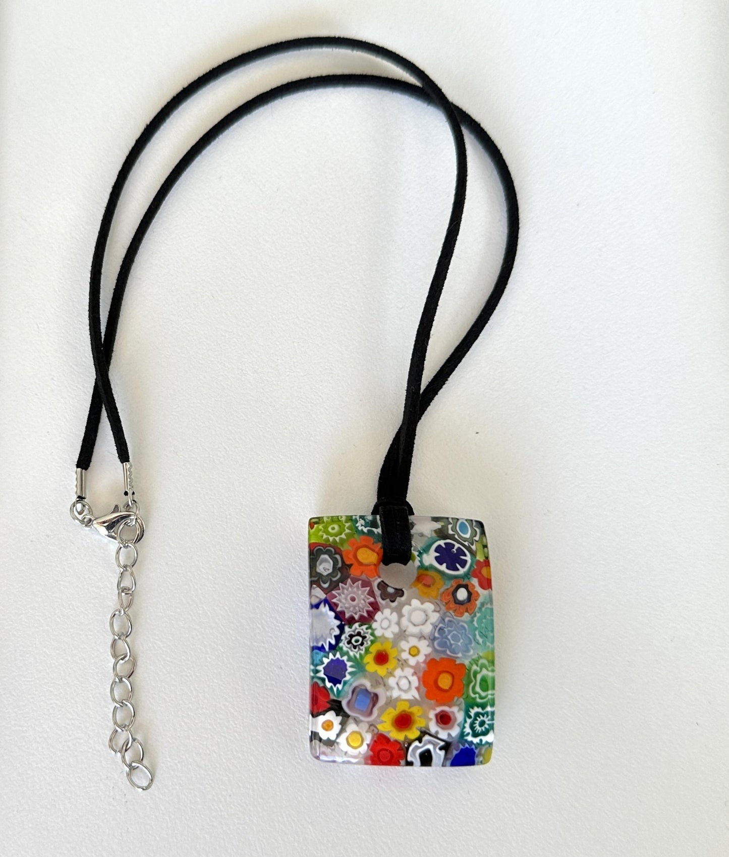 Millefiori rectangle pendant