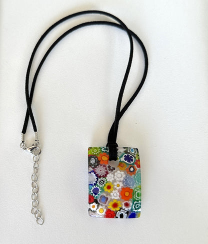 Millefiori rectangle pendant