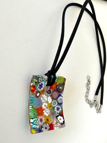 Millefiori rectangle pendant
