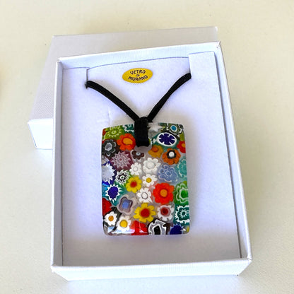 Millefiori rectangle pendant