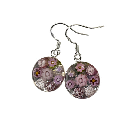 Millefiori Murano mosaic resin earrings