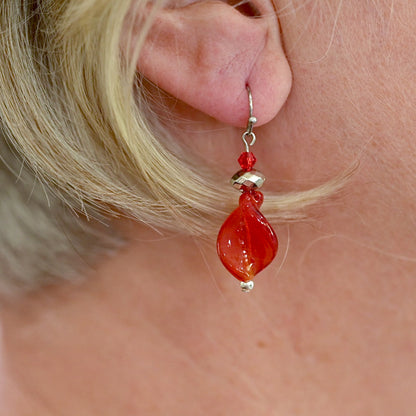 Murano glass twist bead earrings